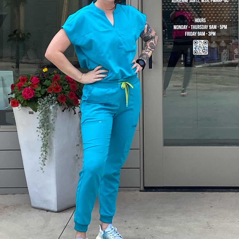Fabletics teal scrubs